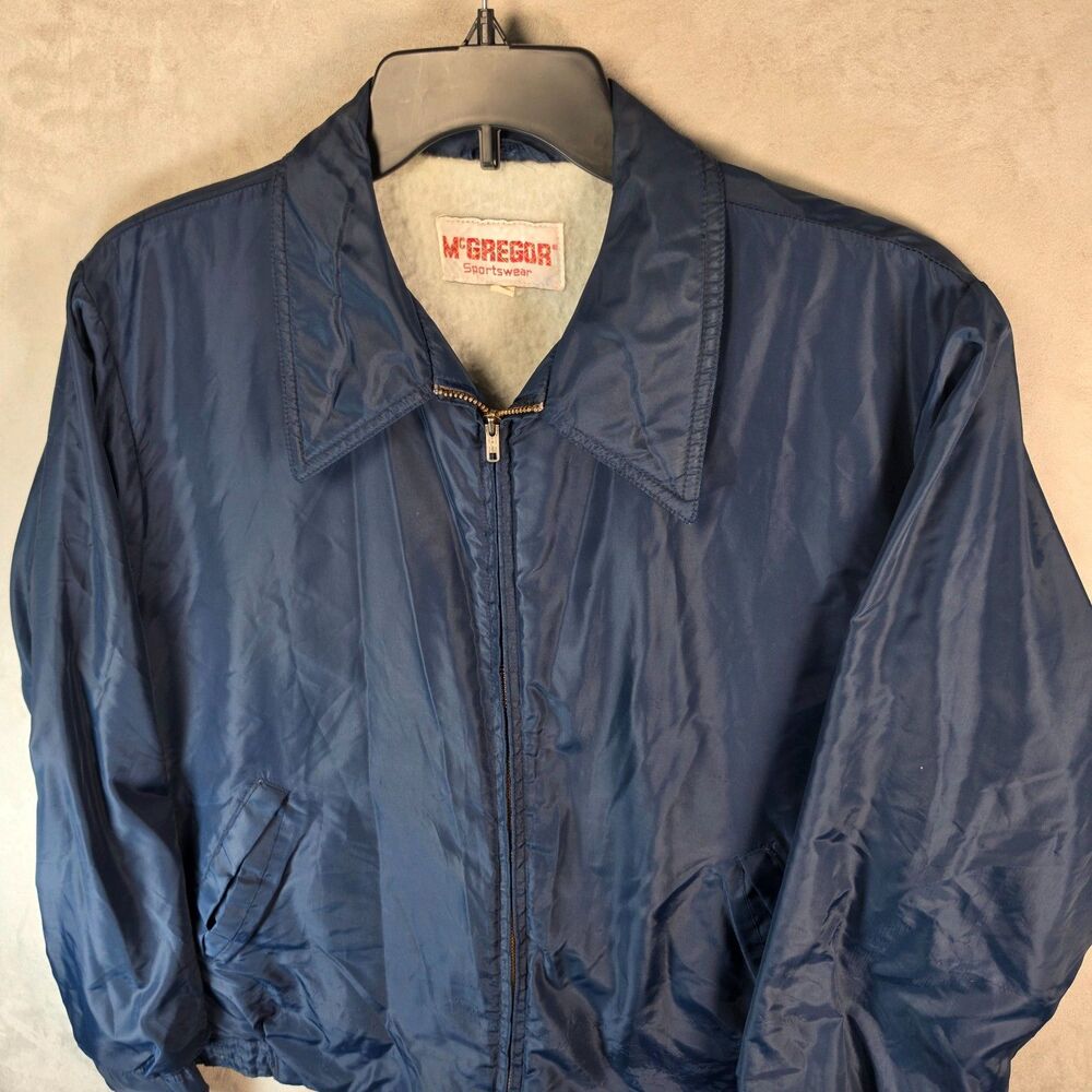 Vintage 1960s McGregor Nylon Anti-Freeze Jacket Navy Blue Size 44 LONG